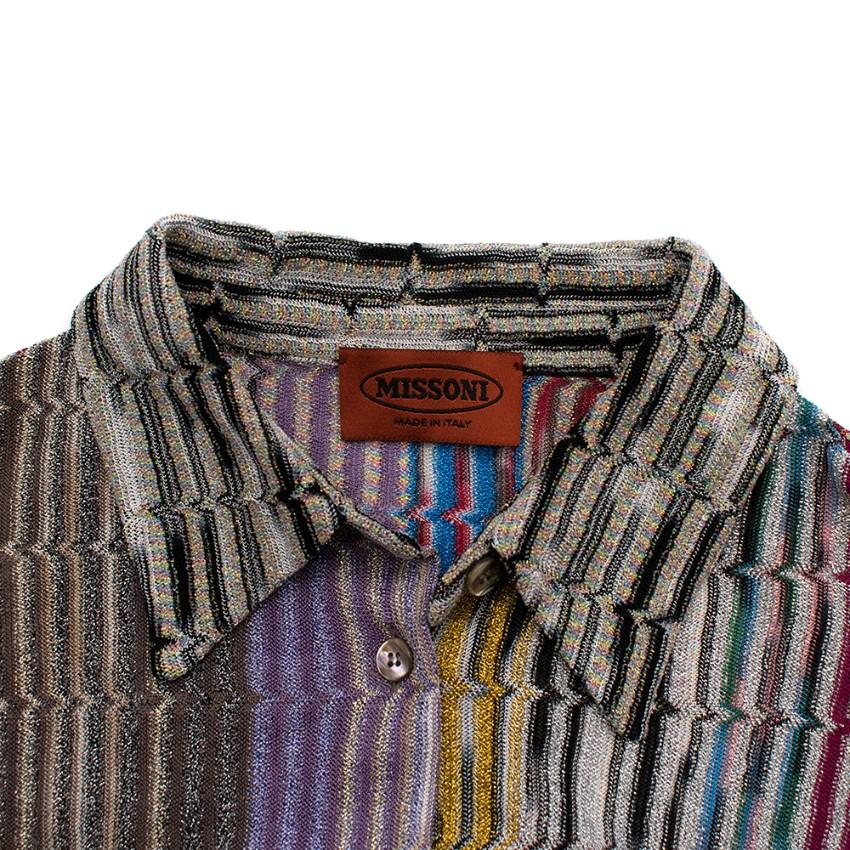 Missoni metallic knit button down shirt dress