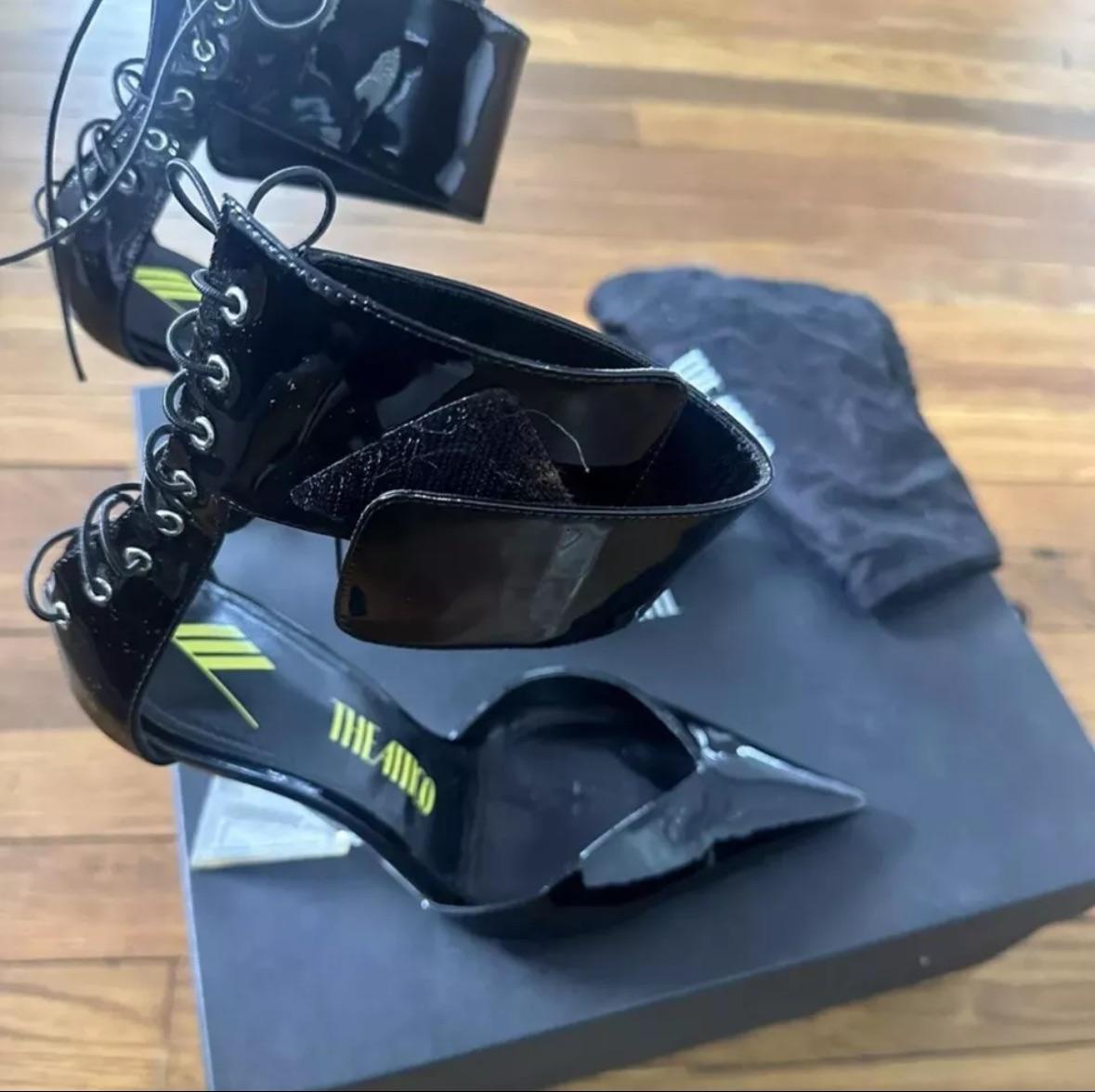 The Attico Black Patent Leather Morgan Wedges