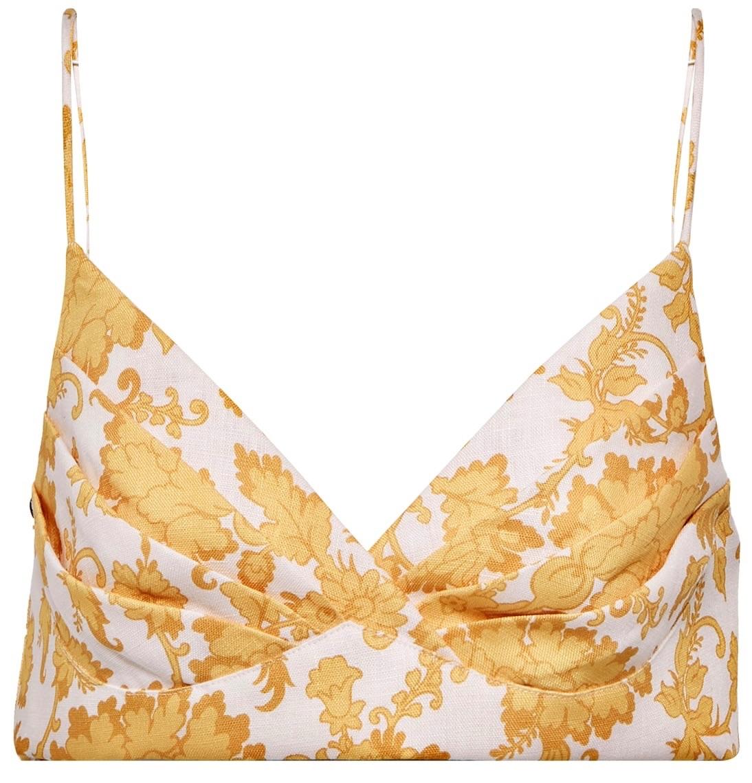 Floral Linen Bustier Top