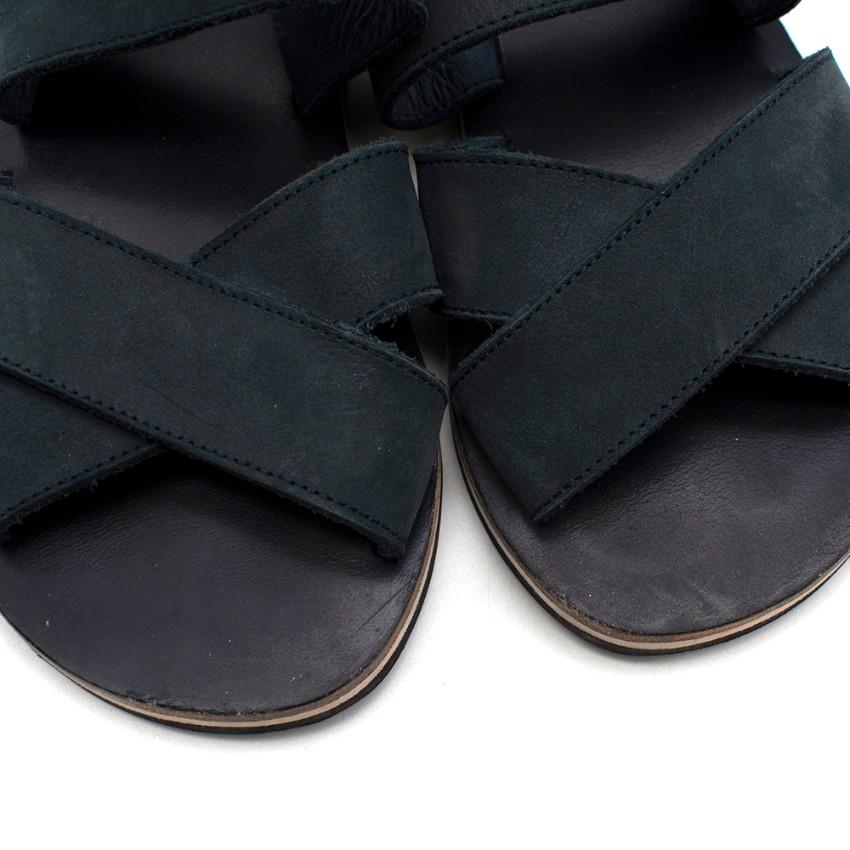 Bonpoint Navy Suede Velcro Sandals
