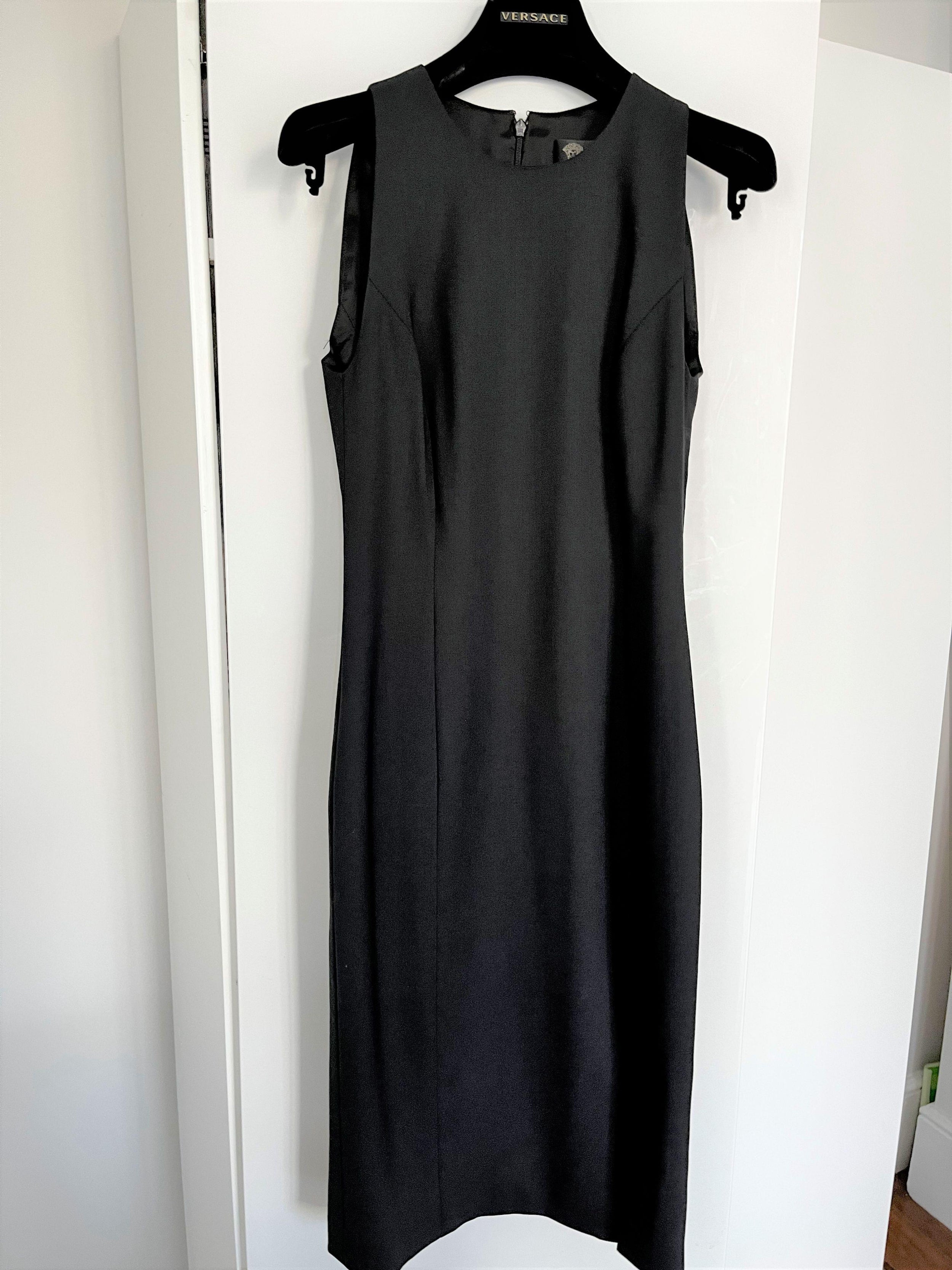 Black Wool-Blend Sheath Dress