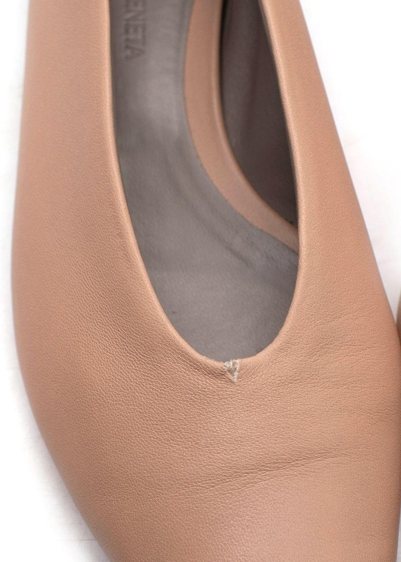 Bottega Veneta Nude Leather Almond Flat Pumps