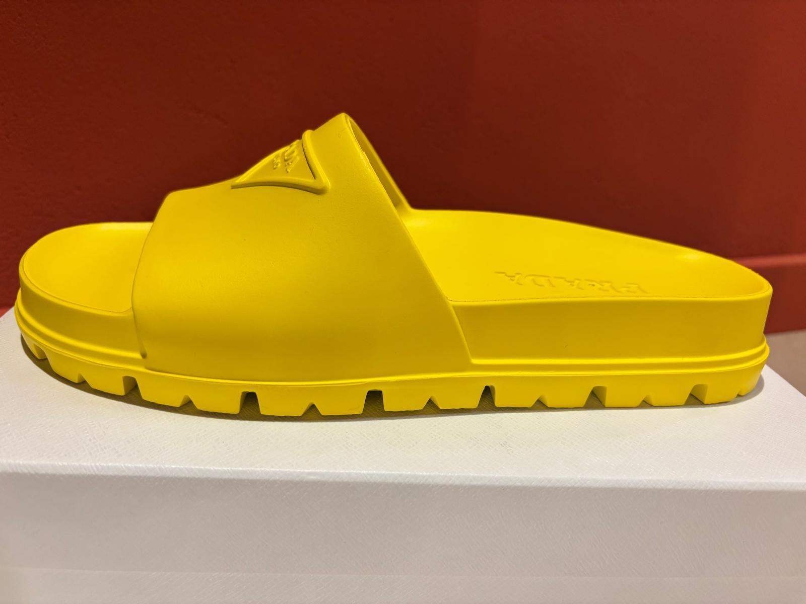 Prada Yellow Rubber Slides