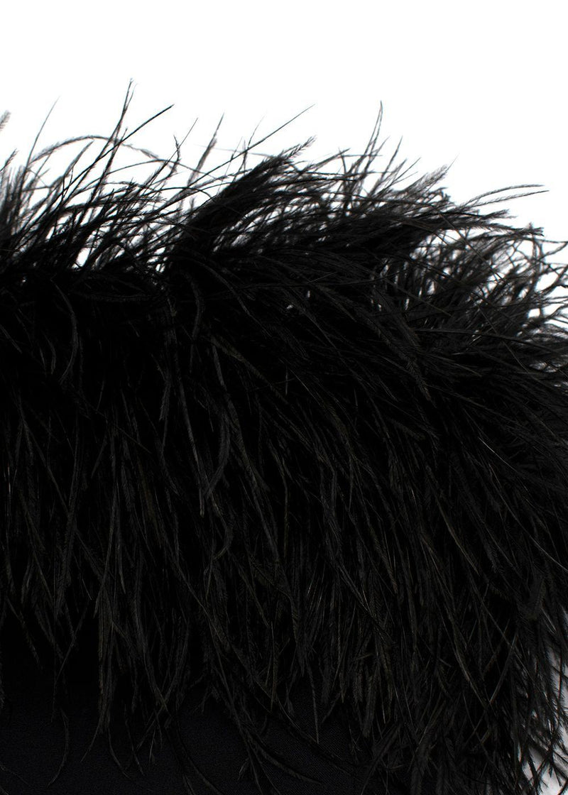 Safiyaa Black Myrine Feather-trimmed Jumpsuit