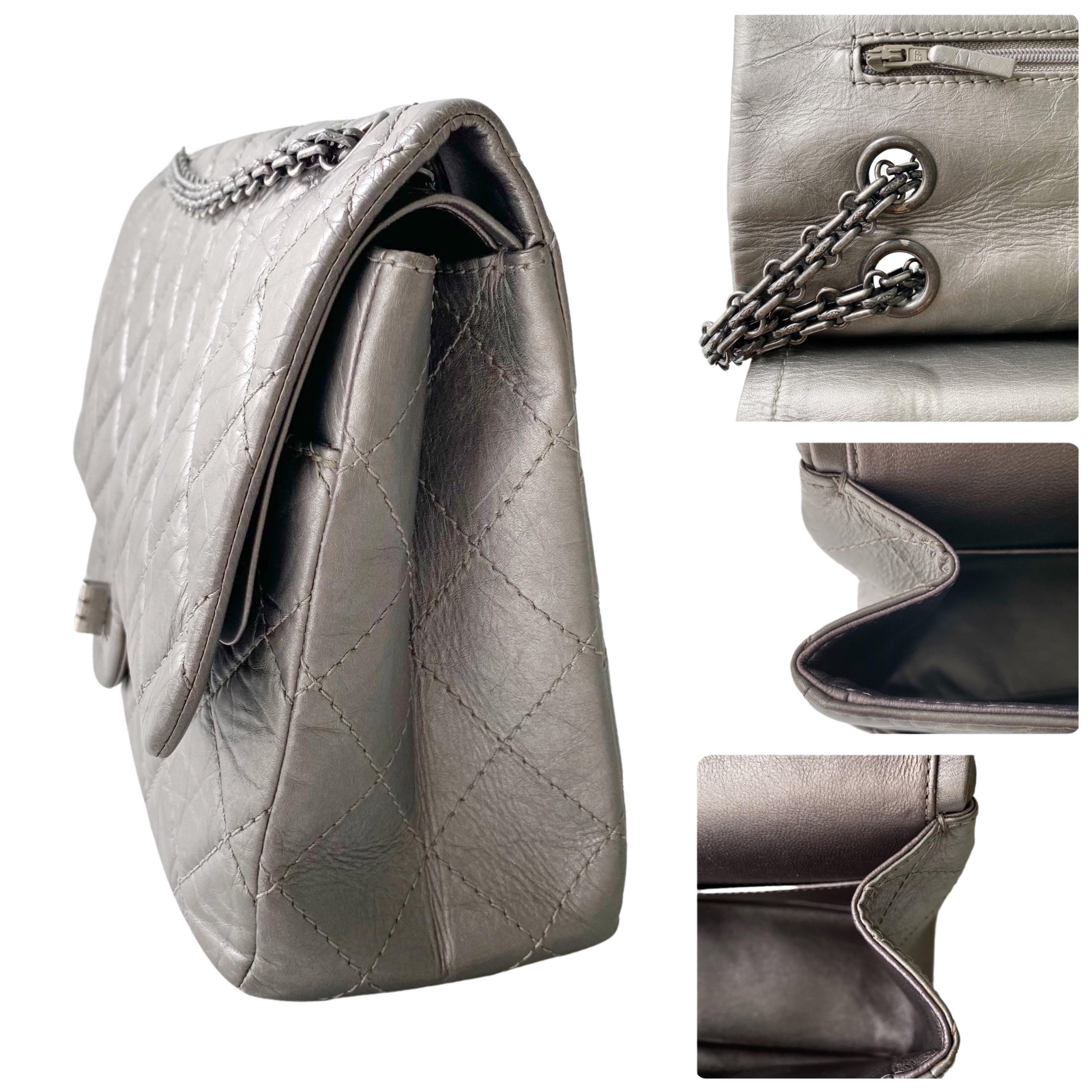 Vintage Silver Aged Leather 2.55 Reissue 227 Bag