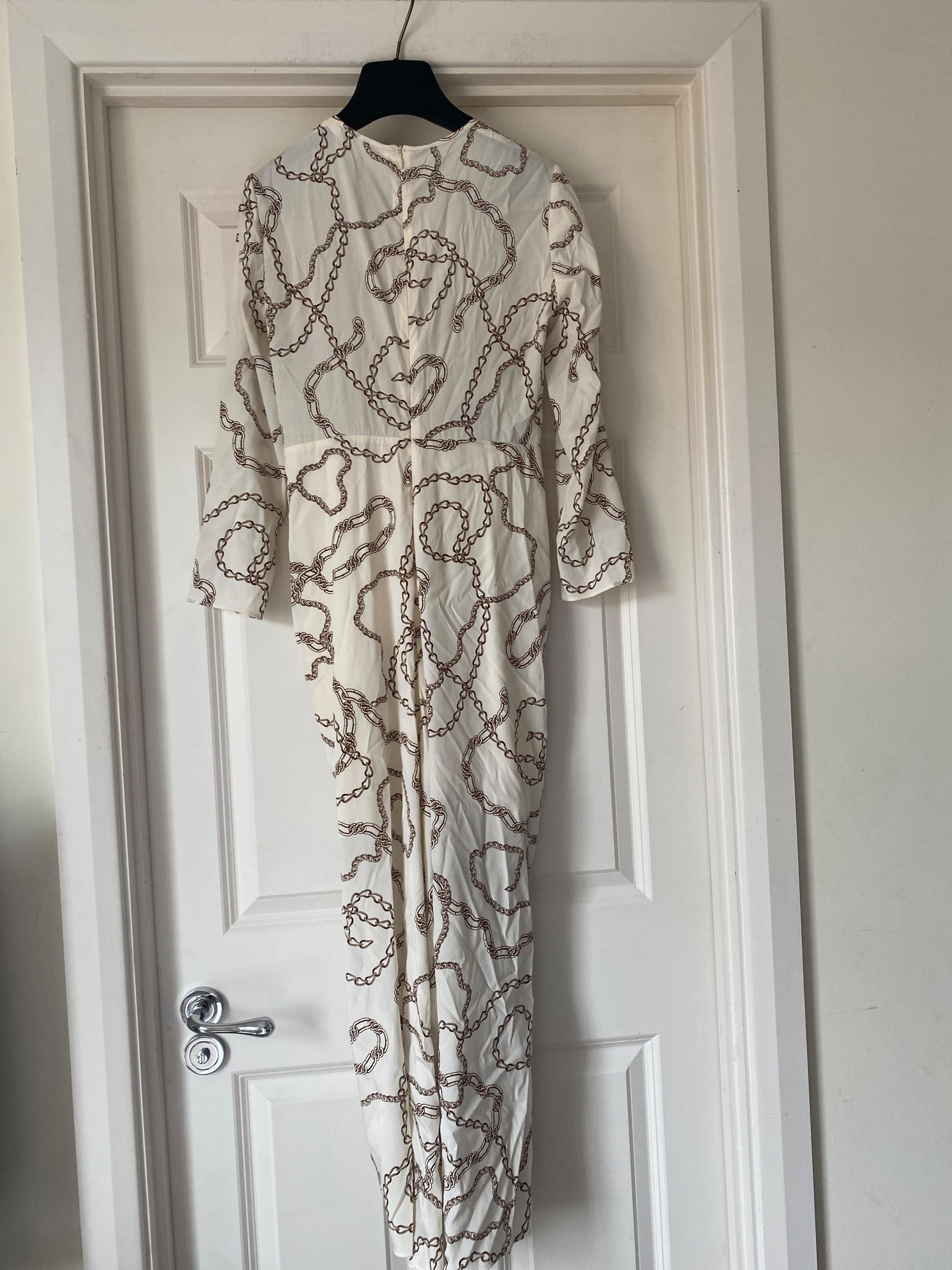 Kersey Chain Printed Ruched White Dress