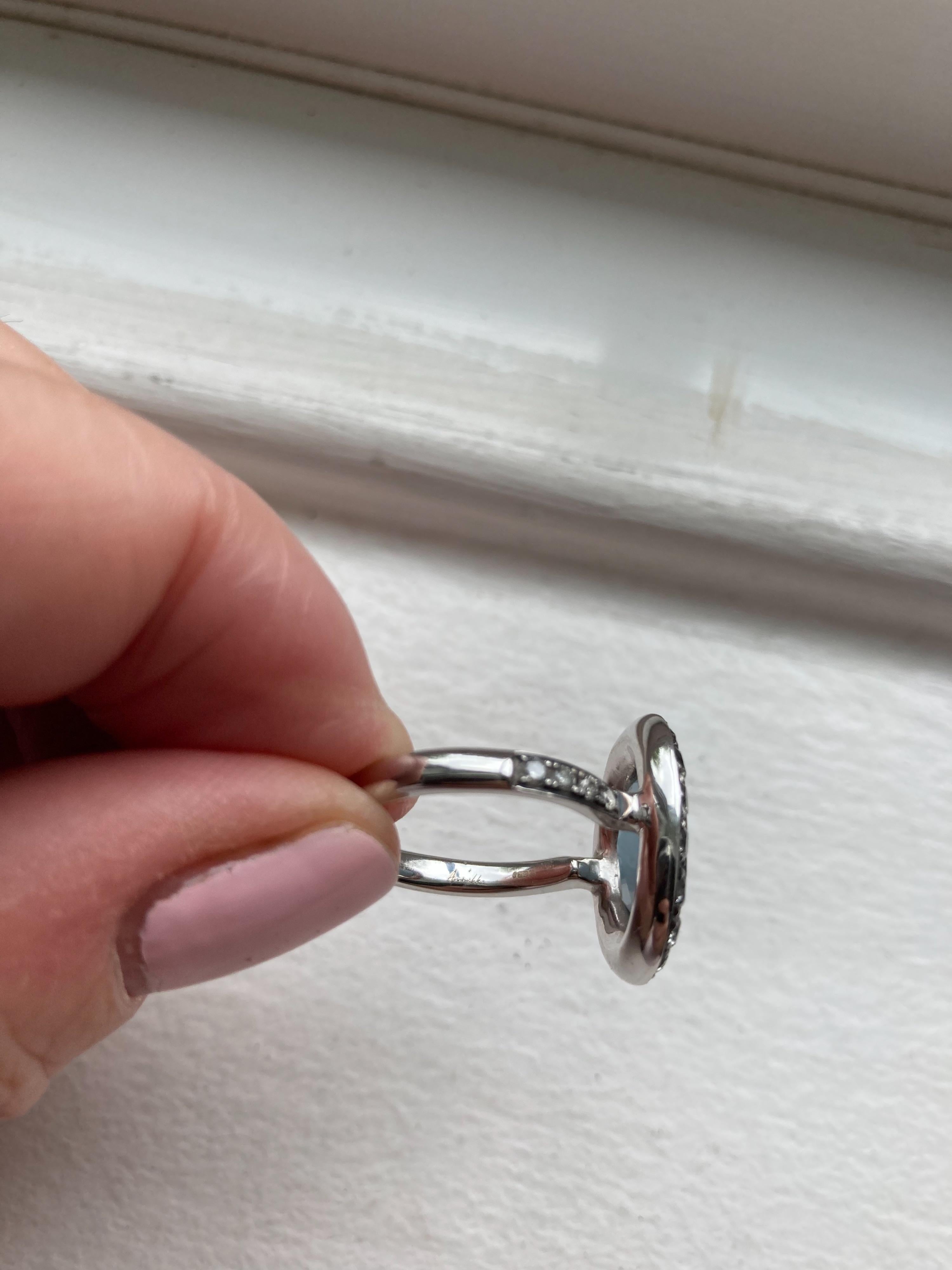 Dusty Diamonds 18ct White Gold Aquamarine Ring - Size M