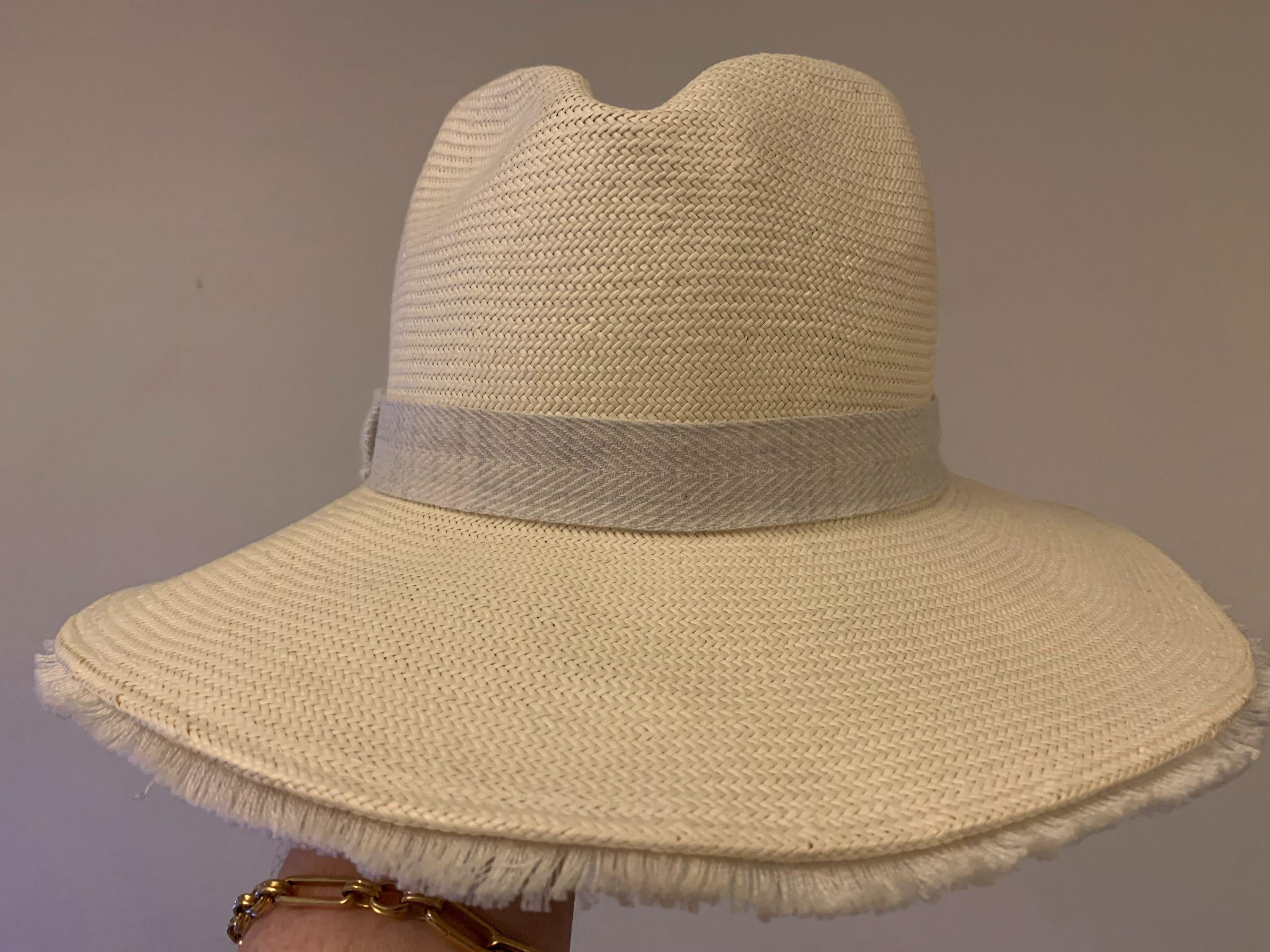 Cream Fine Straw Fedora Hat