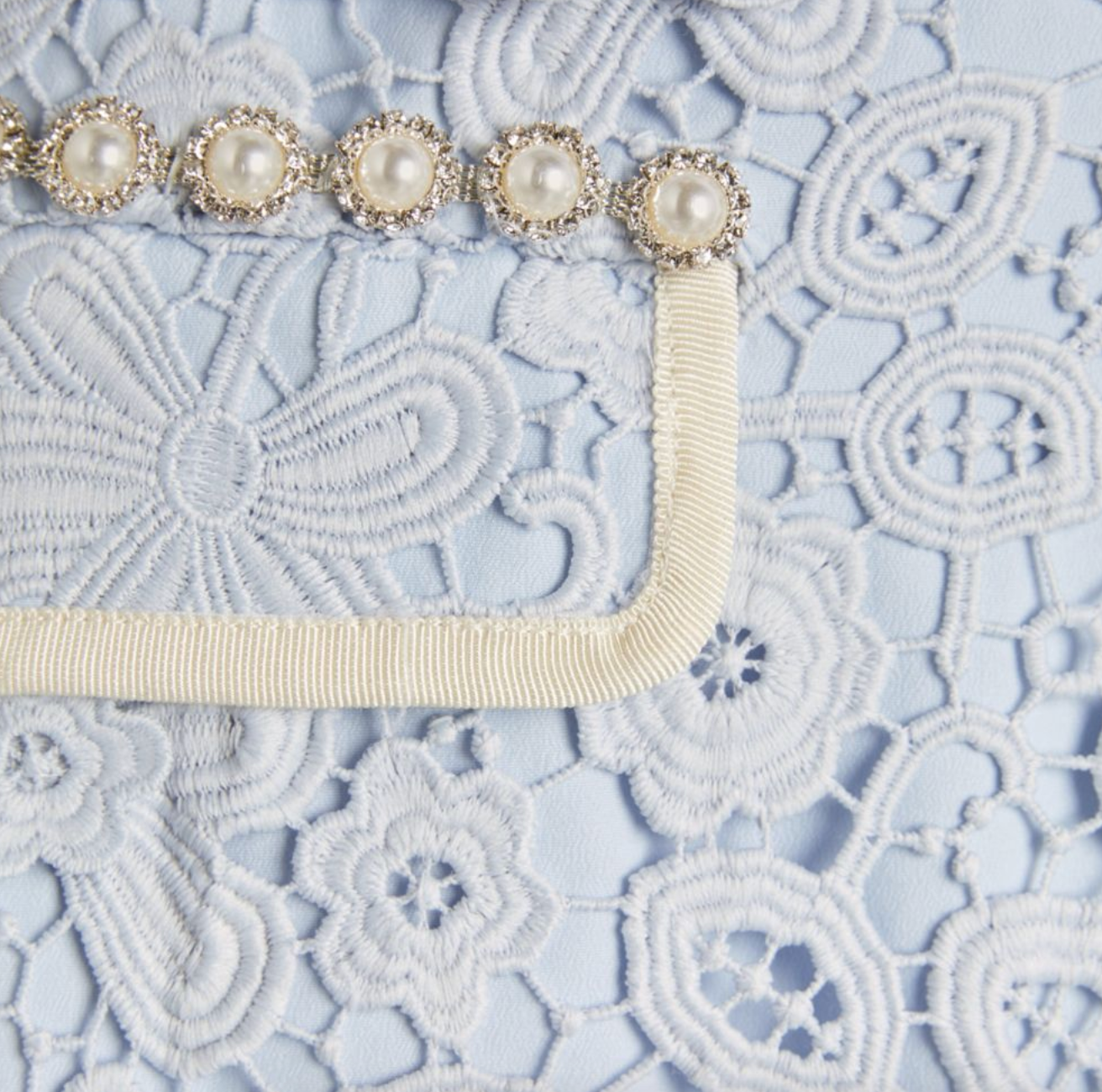 Self Portrait Powder Blue Guipure Lace Mini Skirt