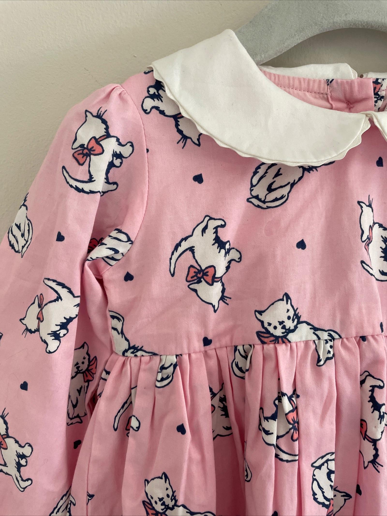 Pink Kitten Printed Cotton Dress