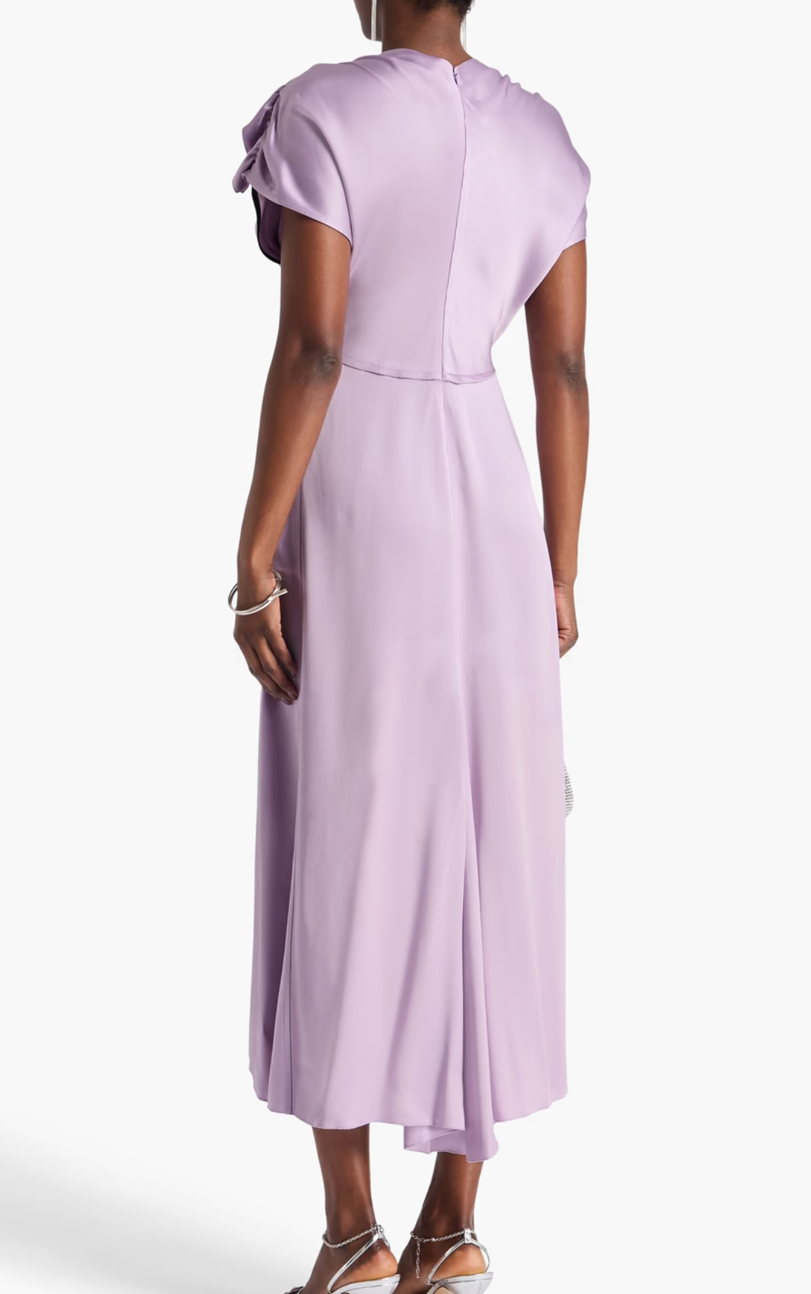 Victoria Beckham Ruffled Satin-Crepe Midi Dress
