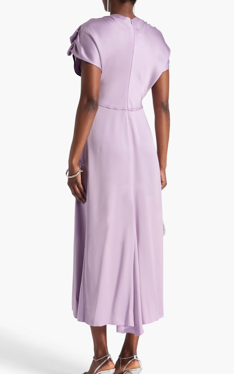Victoria Beckham Ruffled Satin-Crepe Midi Dress