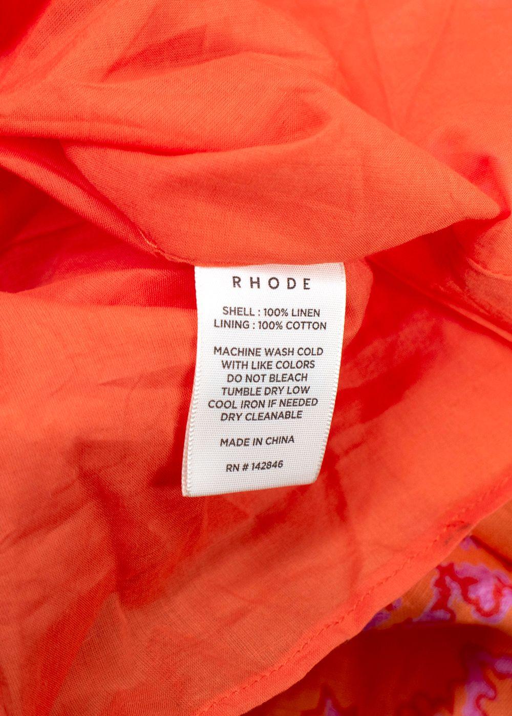Rhode Orange Thea Linen Midi Dress