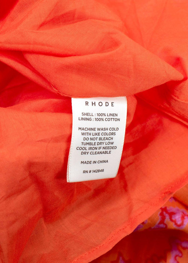 Rhode Orange Thea Linen Midi Dress