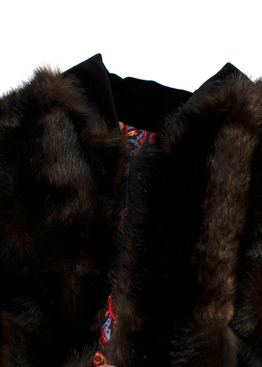 Etro Brown Faux Fur Bomber Jacket