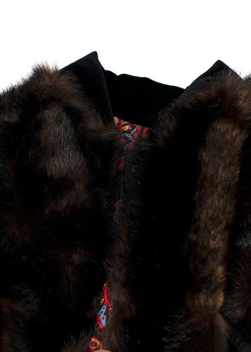 Etro Brown Faux Fur Bomber Jacket