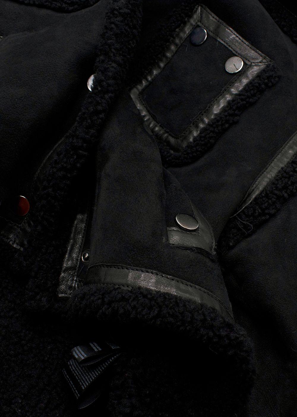 Joseph Black Shearling Hooded Biker Jacket