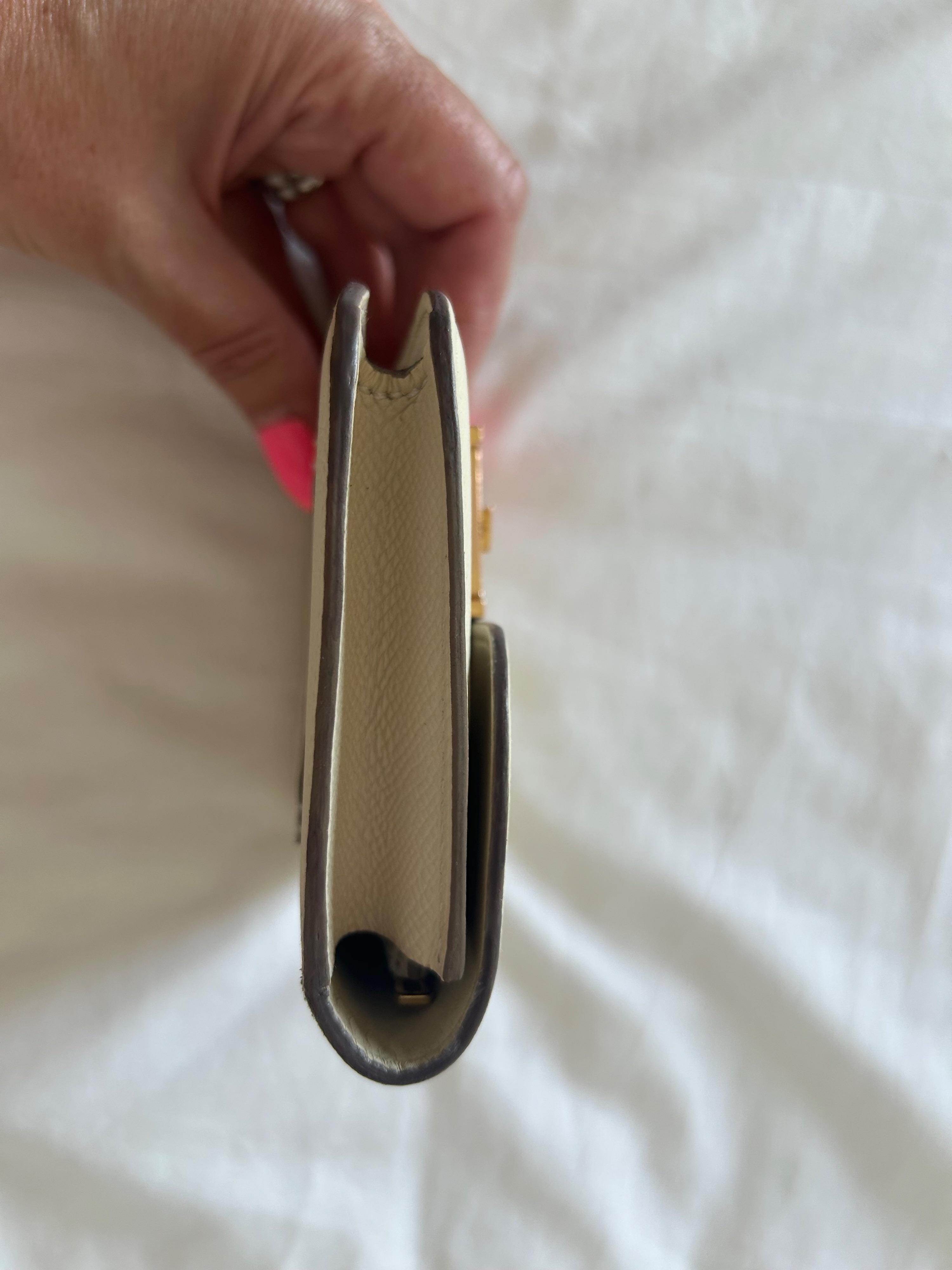 Hermes Constance Craie Slim wallet With Rose Gold Hardware