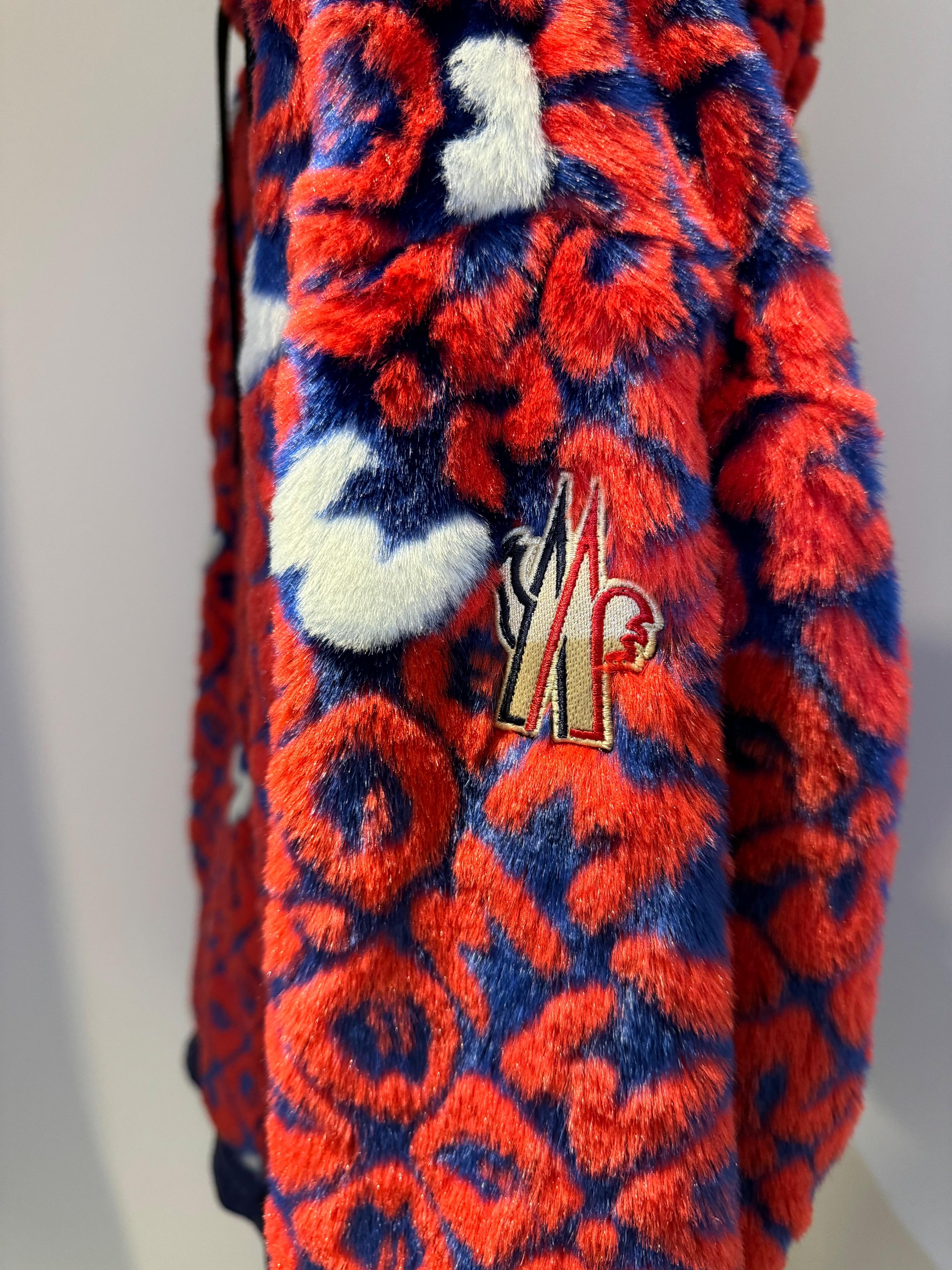 Moncler Red Faux Fur Grenoble Jacket