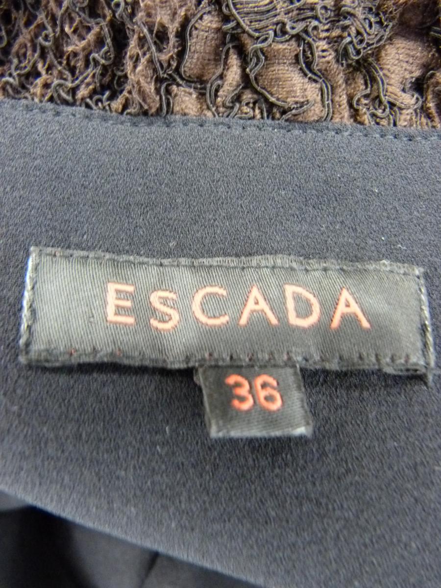 Escada Brown Lace Party Top with Black Bow