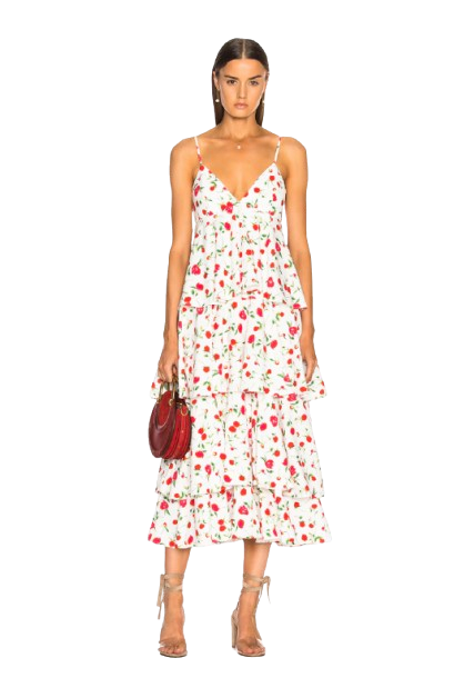 Dodo Bar Or Rose Print Tiered Midi Dress