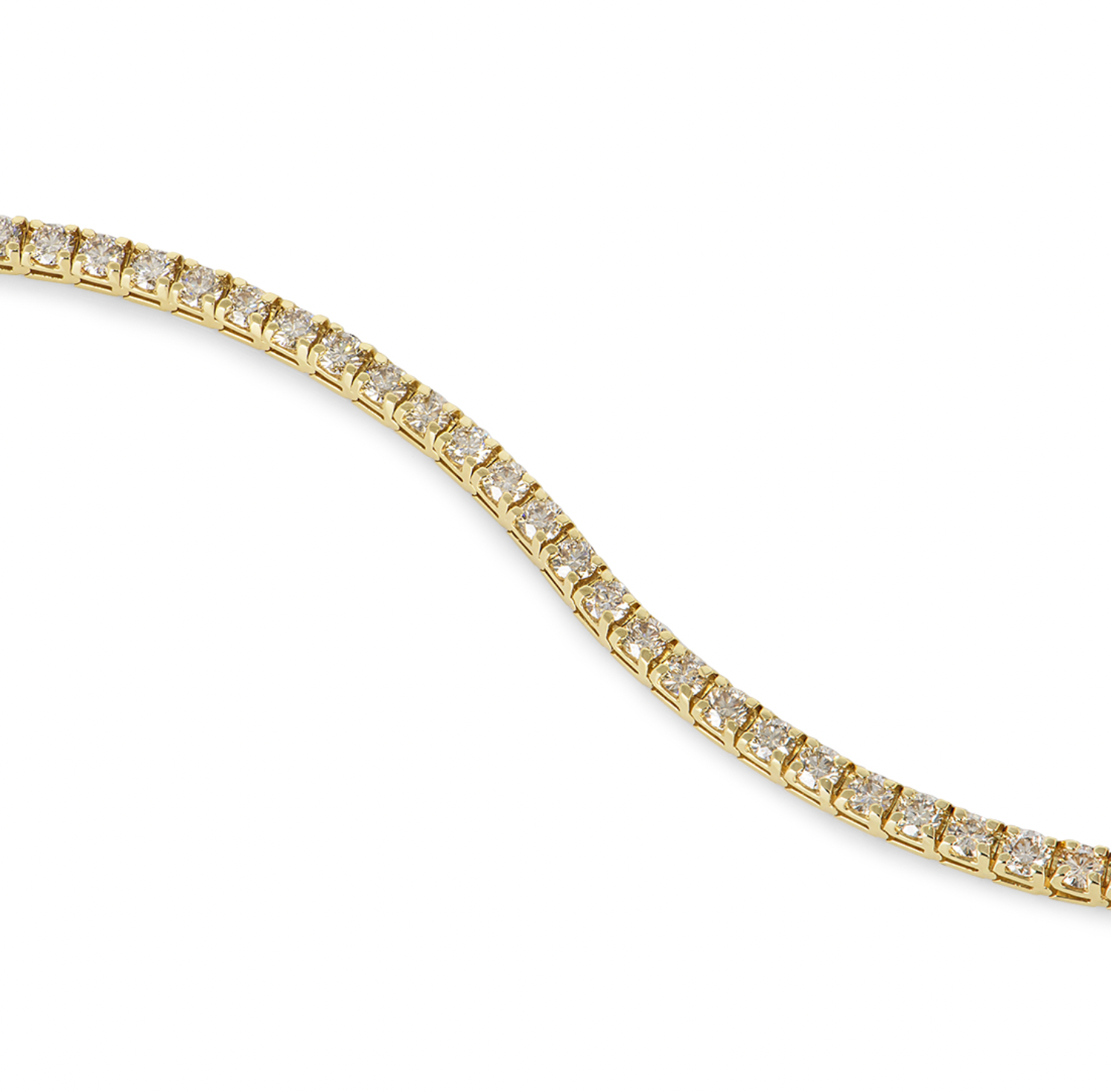 18ct yellow gold & white diamond line bracelet 10.8ct TWD