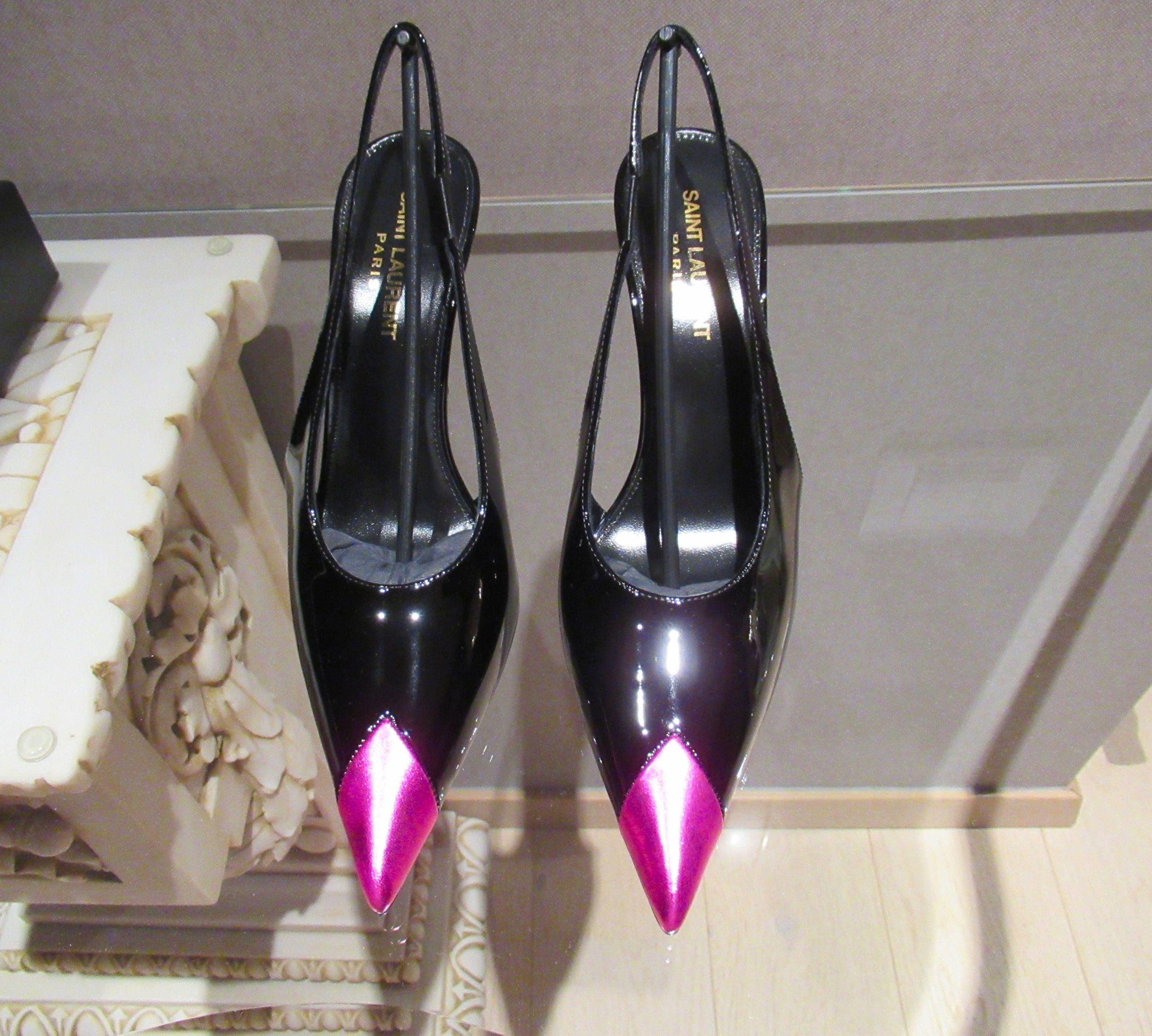 Black Patent Vesper Slingback Pumps