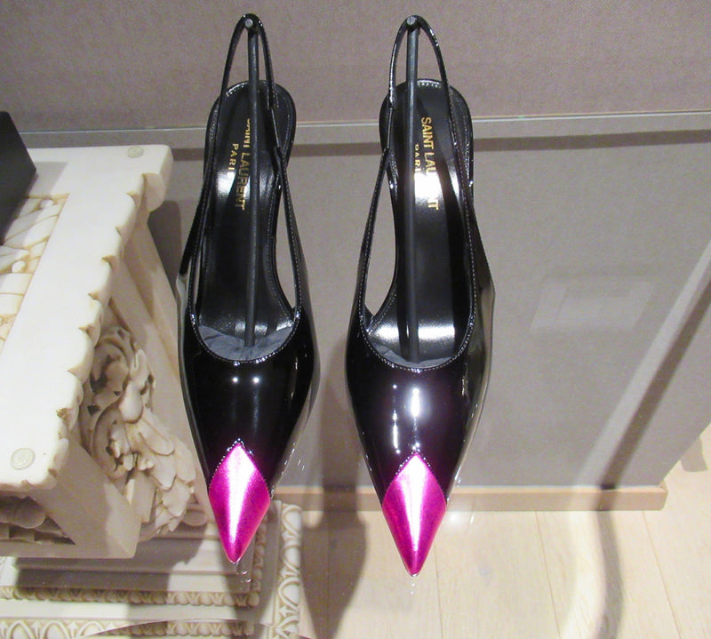 Black Patent Vesper Slingback Pumps
