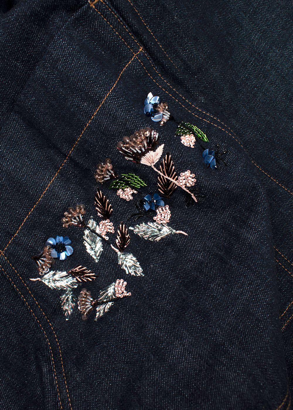 Dior Crystal Embroidered A-line Denim Dress