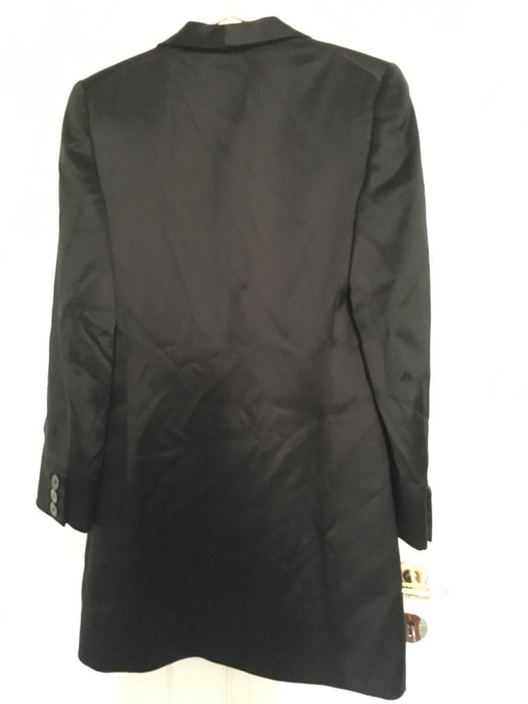 Black silk longline tuxedo jacket