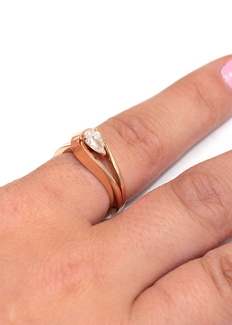 Repossi Serti Rink Gold Inversé Pear Cut Diamond Ring Size 53