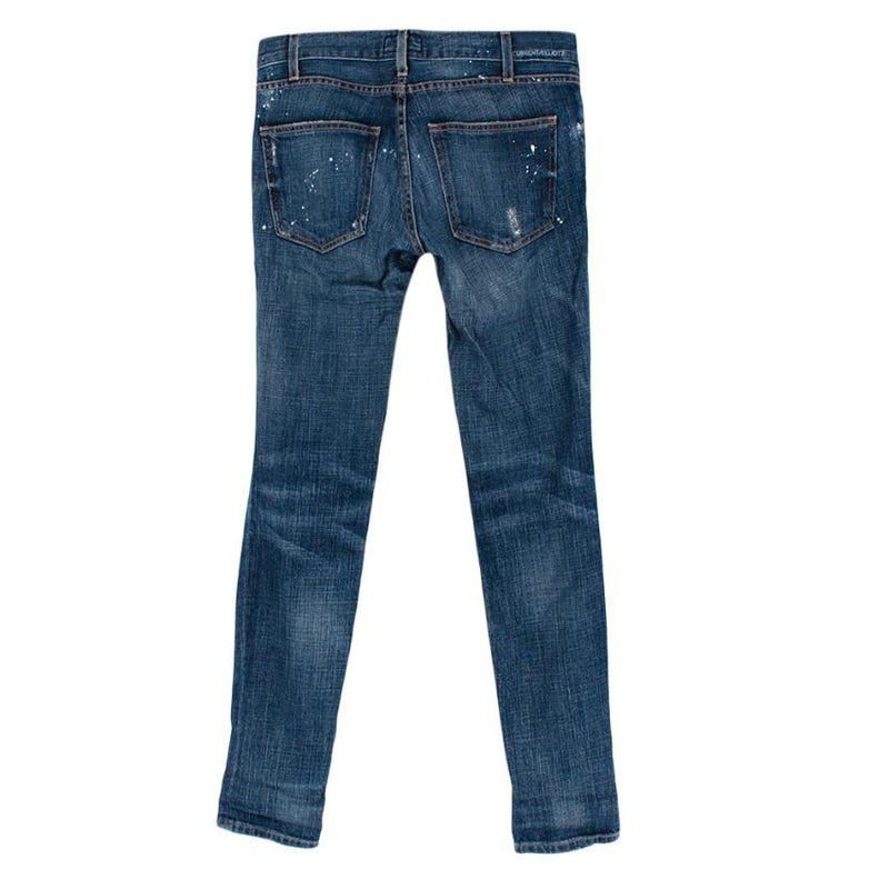 Current Elliott Blue Denim The Skinny Paint Jeans