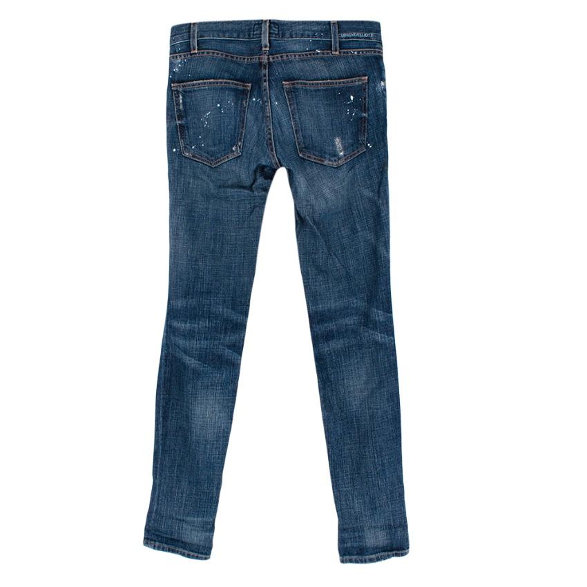 Current Elliott Blue Denim The Skinny Paint Jeans