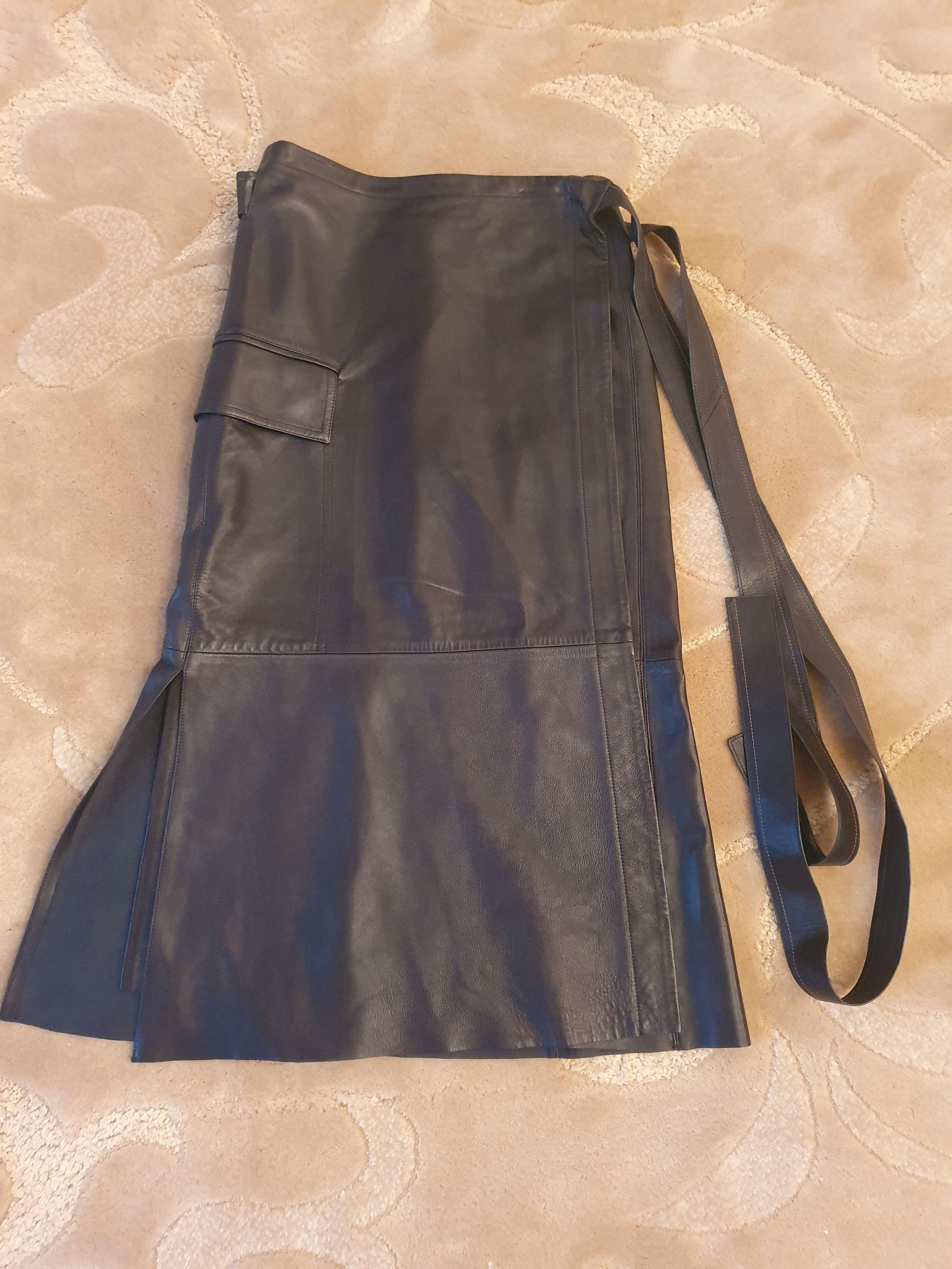 Black Leather Wrap Skirt