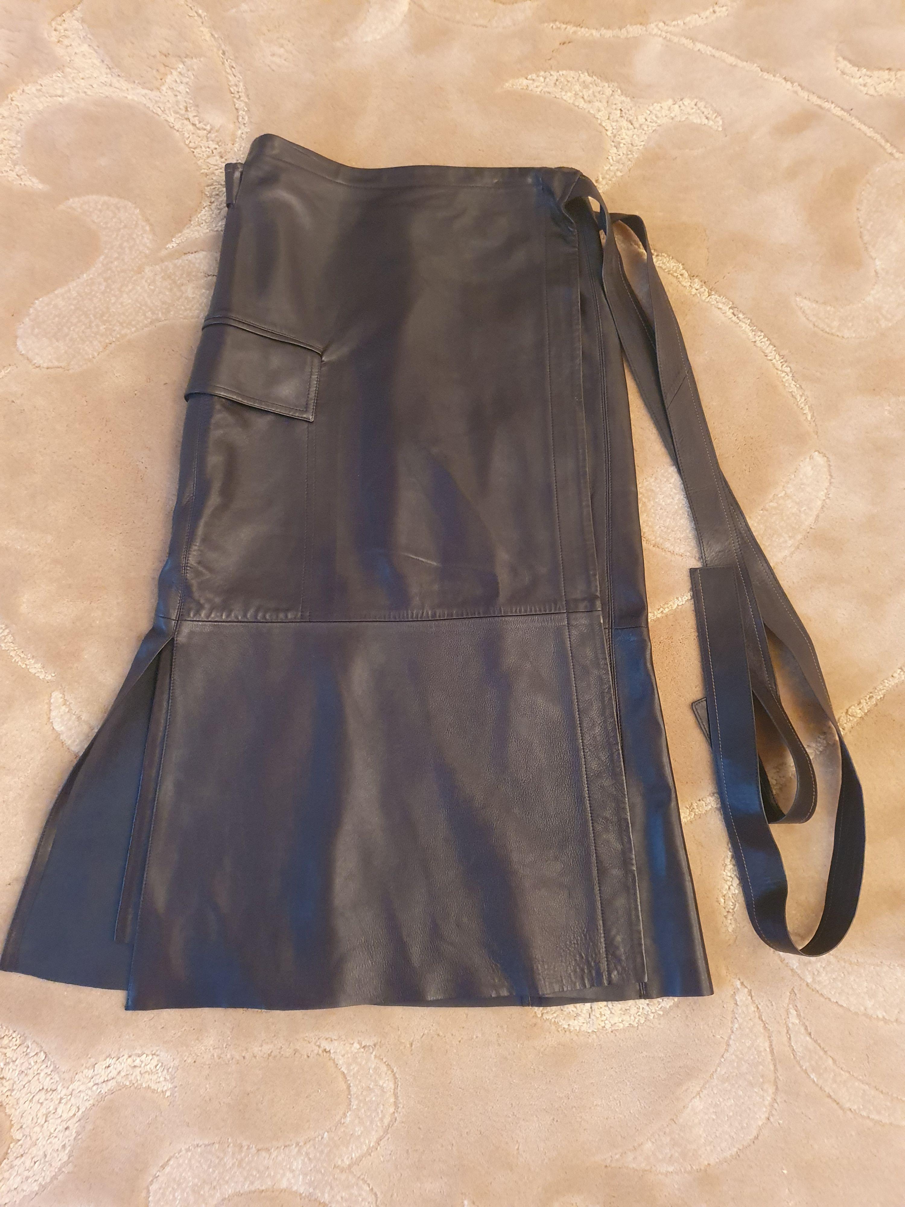 Black Leather Wrap Skirt