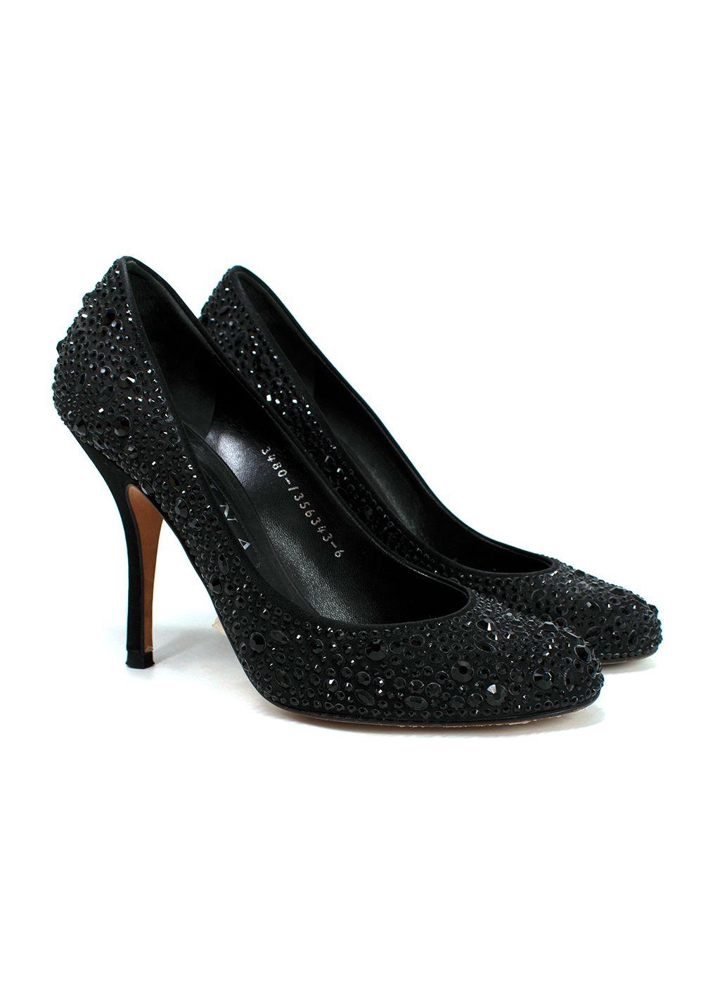 Gina Black Swarovski Crystal Embellished Pumps