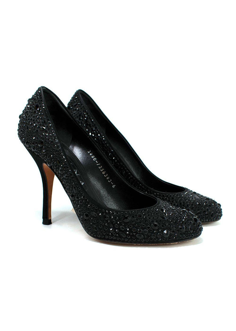 Gina Black Swarovski Crystal Embellished Pumps