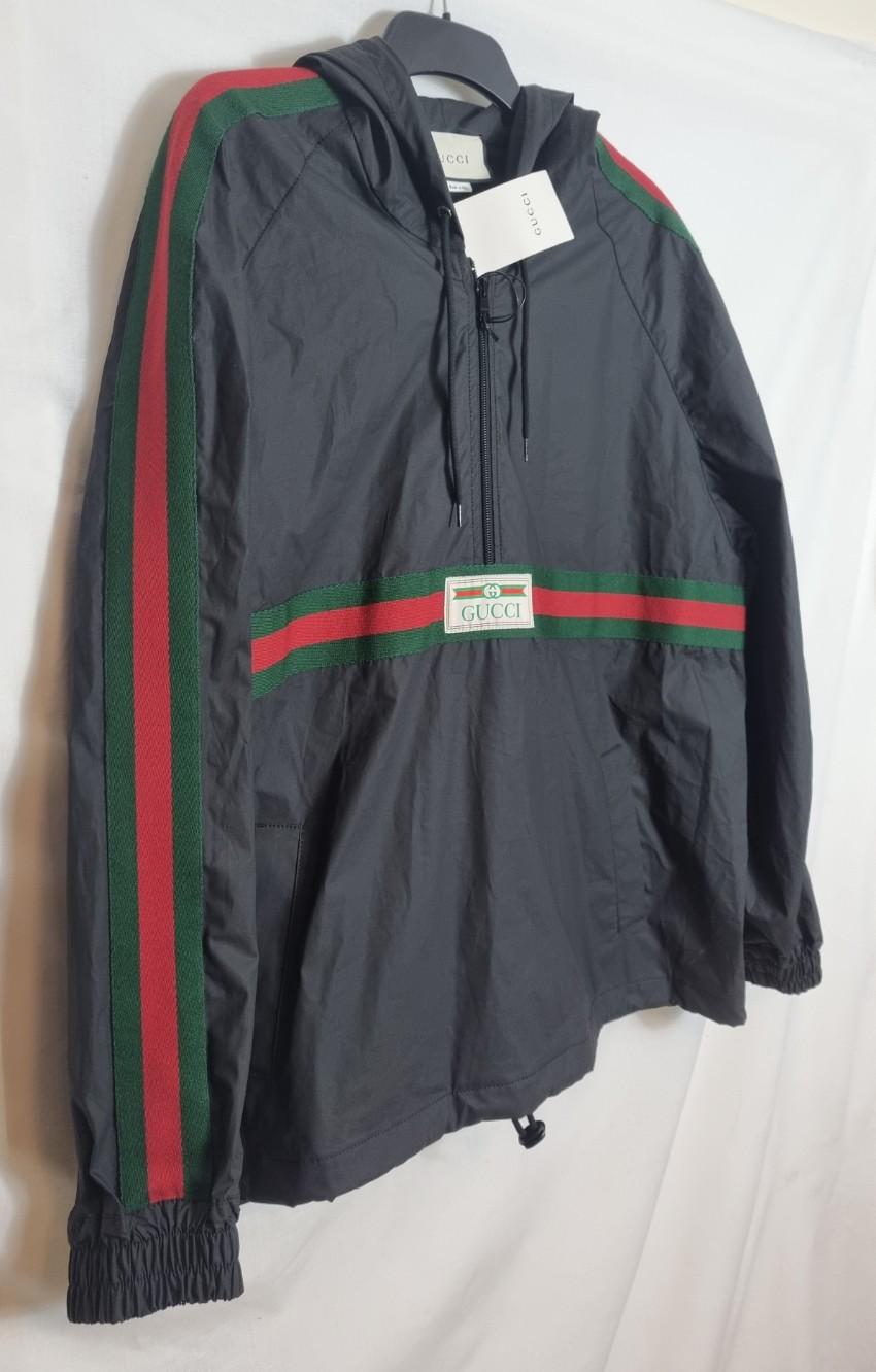 Gucci Black half-zip coated cotton jacket