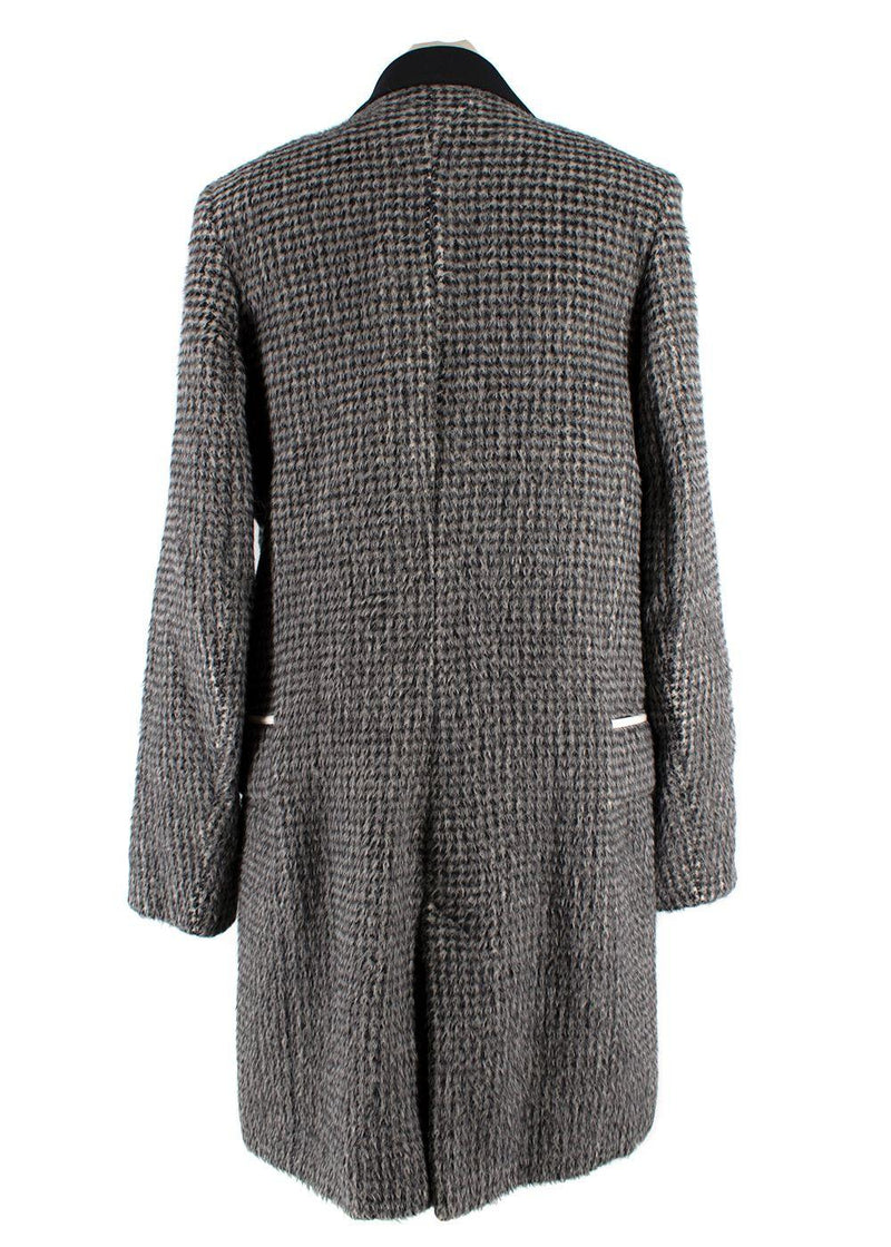 Paco Rabanne Grey Alpaca Blend Houndstooth Coat