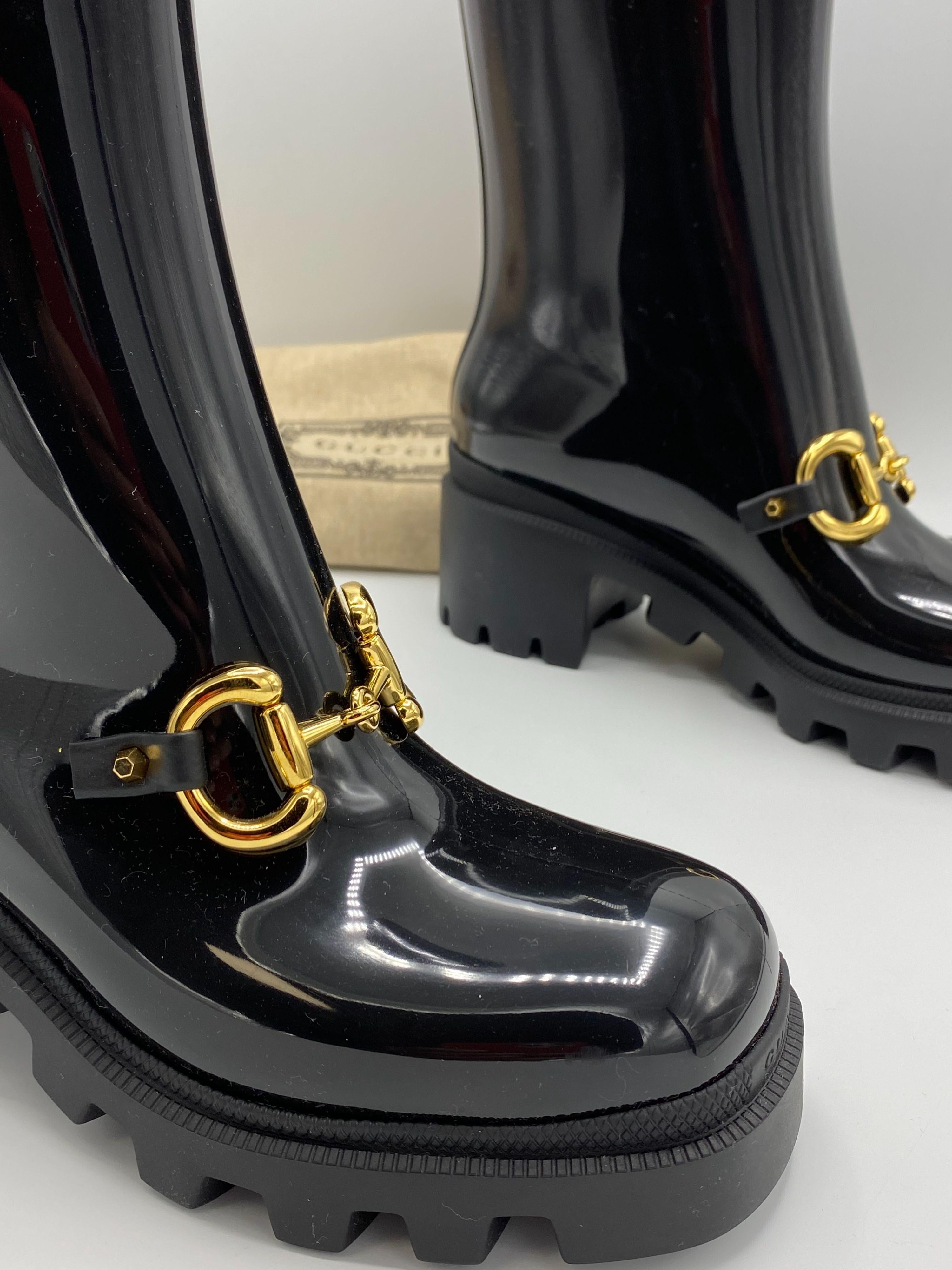 Knee High Horsebit Rain Boots