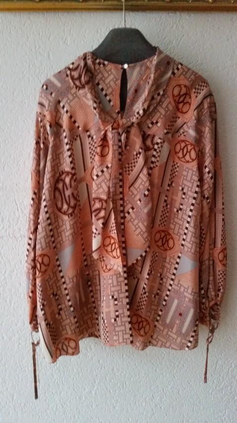 Hermes Aunage Mosaique Print Orange Neon Silk Blouse