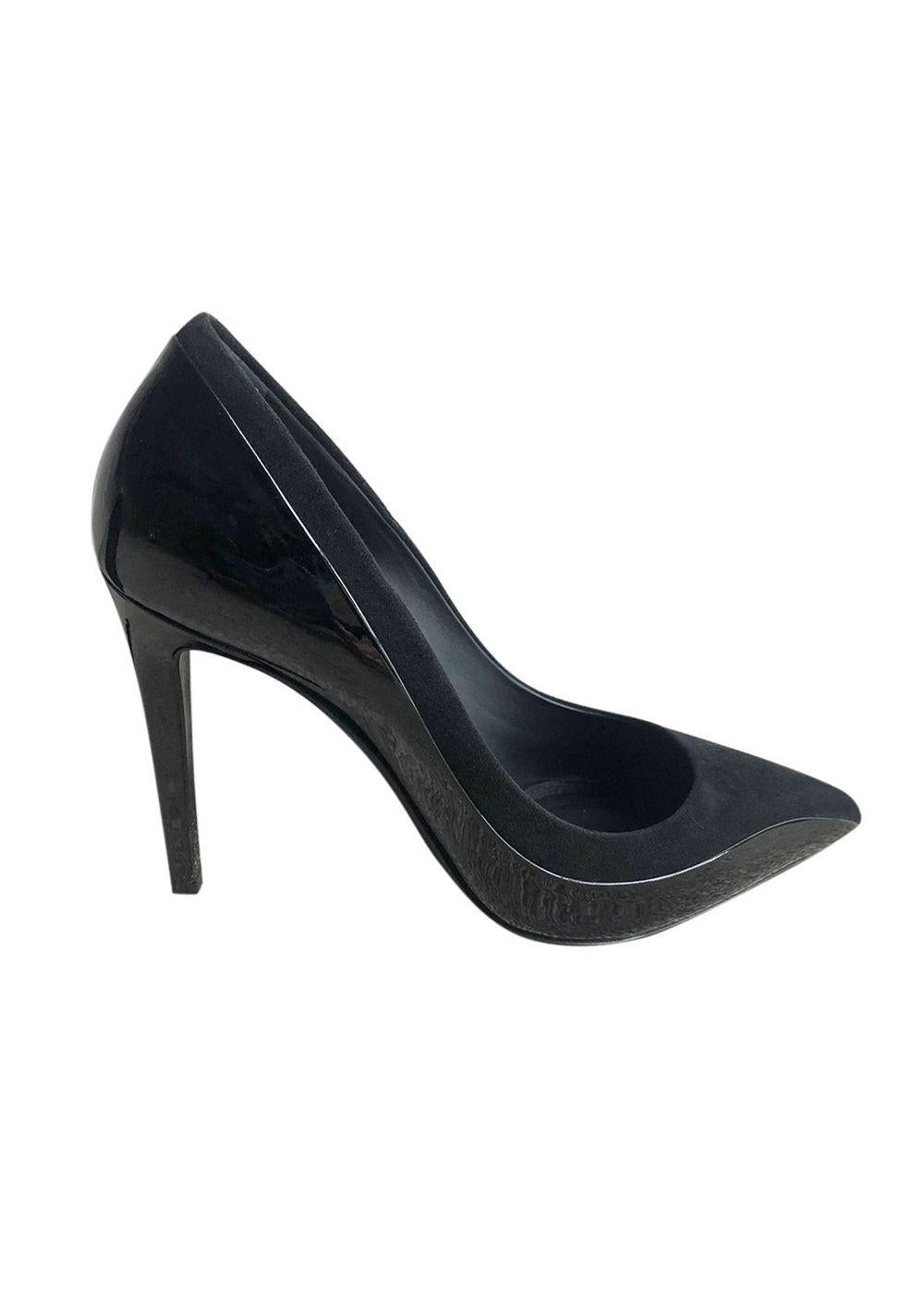 Salvatore Ferragamo Black Patent Leather Court Heels