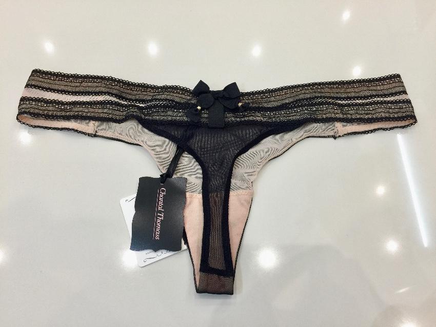 Chantal Thomass Black & Nude Tulle Thong