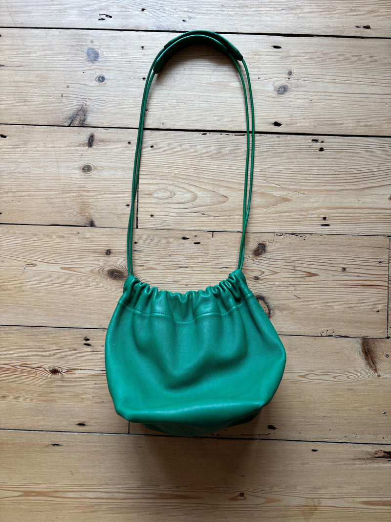 Jil Sander Green Leather Drawstring Bag
