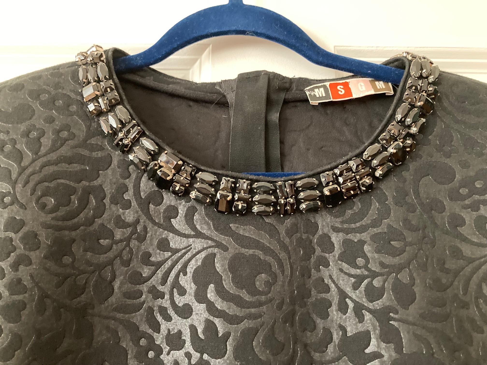 Black brocade crystal trim top