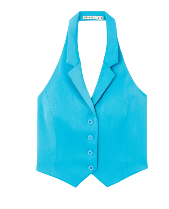 Alice + Olivia Turquoise Backless Waistcoat and Tailored Pant