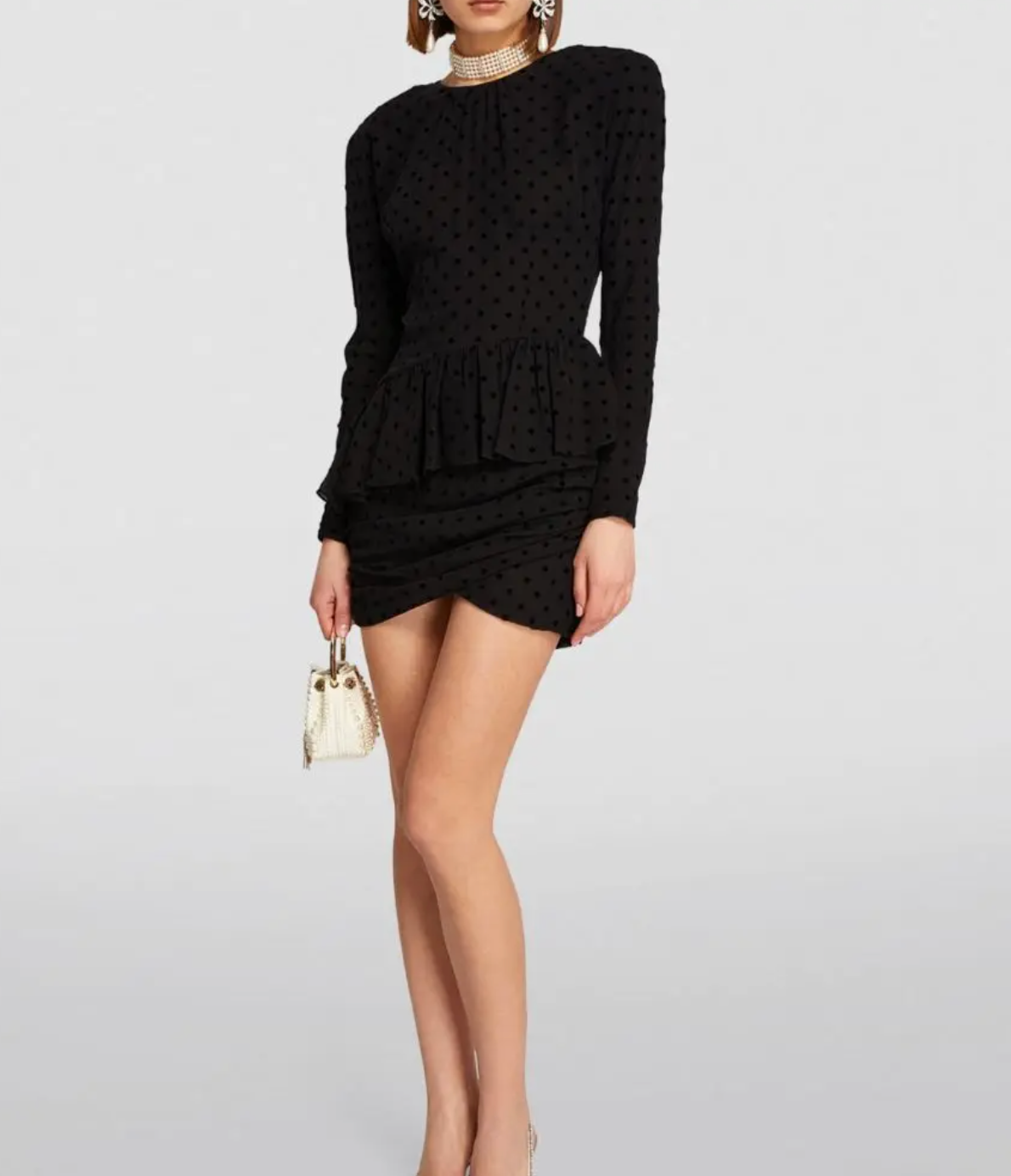 Alessandra Rich Silk Polka Dot Mini Dress