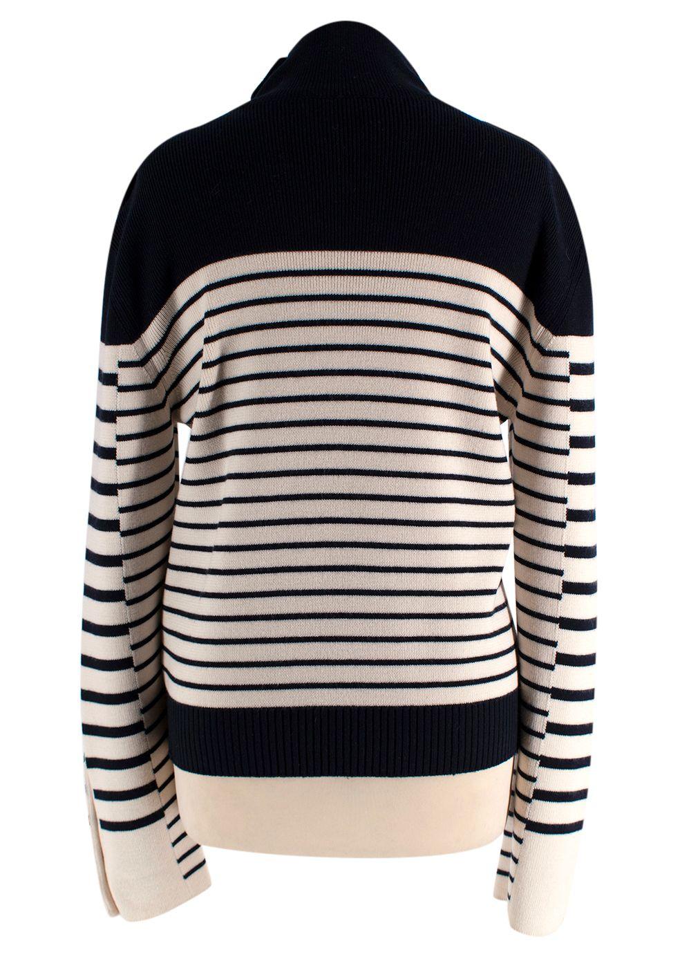 JW Anderson Navy Striped Merino Wool Turtleneck Jumper