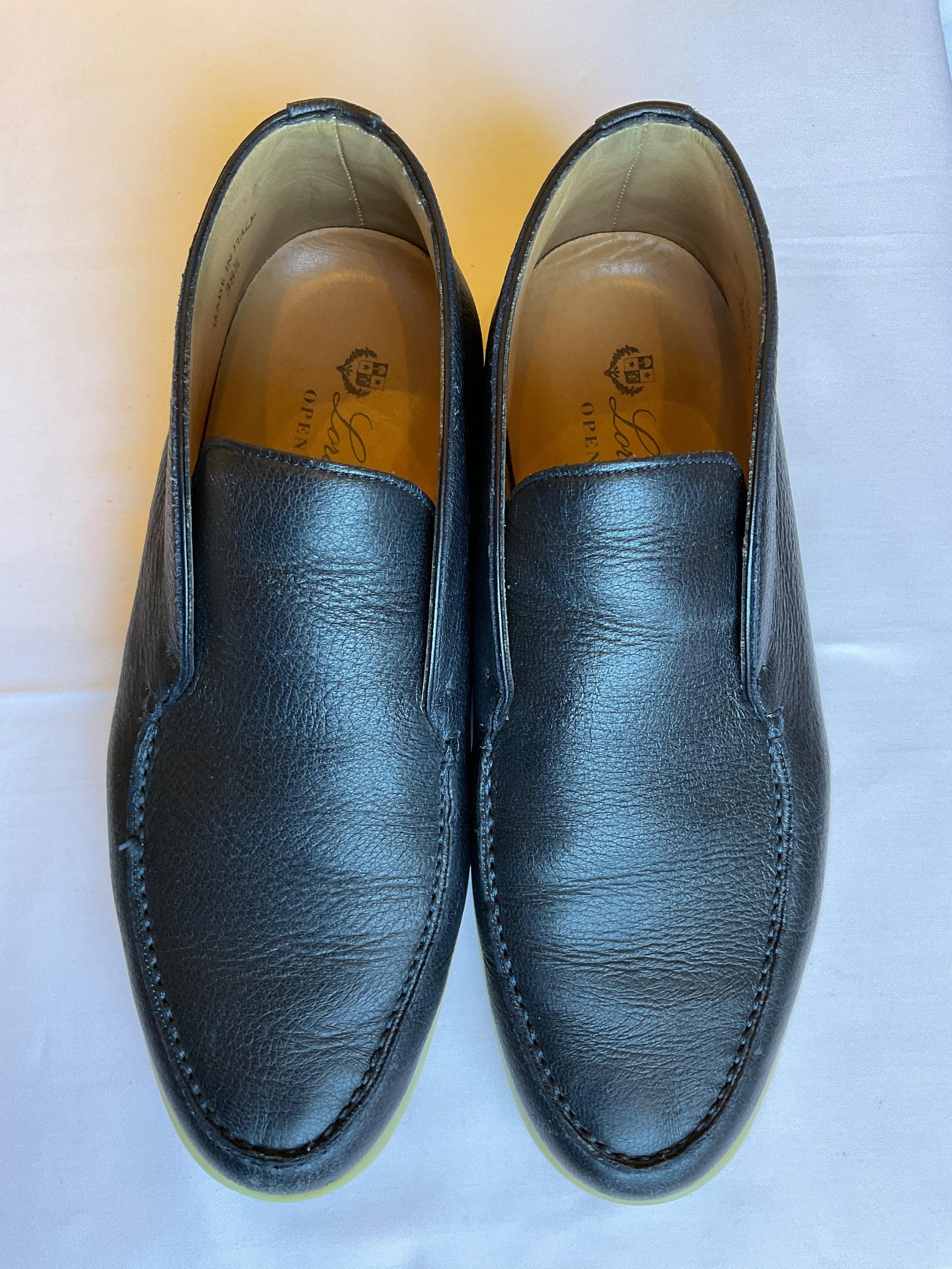 Navy Leather Open Walk Loafers
