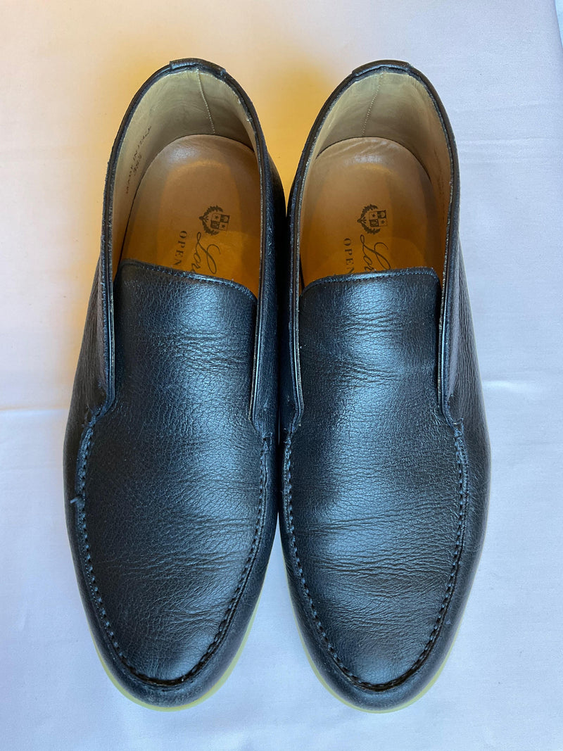 Navy Leather Open Walk Loafers